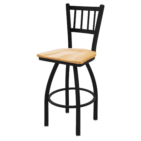 Holland Bar Stool Co 30" Swivel Bar Stool, Black Wrinkle, Nat Oak Seat 81030BWNatOak